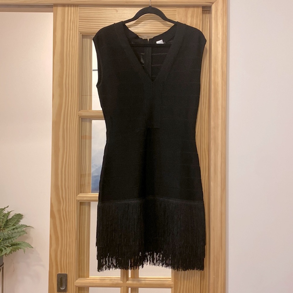VENUS Black Fringe Mini Dress